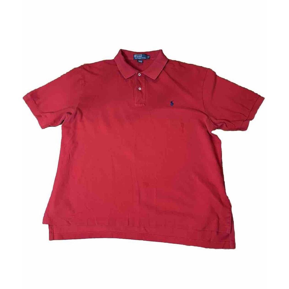 Ralph Lauren Polo Shirt Adult Size 1XB Red Blue Pony Rugby Cotton‎ Casual Mens